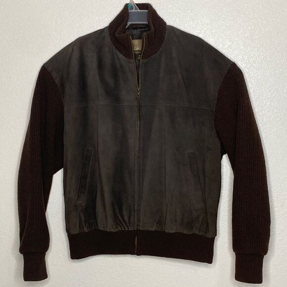 CABELA’S Men’s Suede Leather/ Wool Knit Full Zip Fully Lined Jacket Size XL - Picture 1 of 8